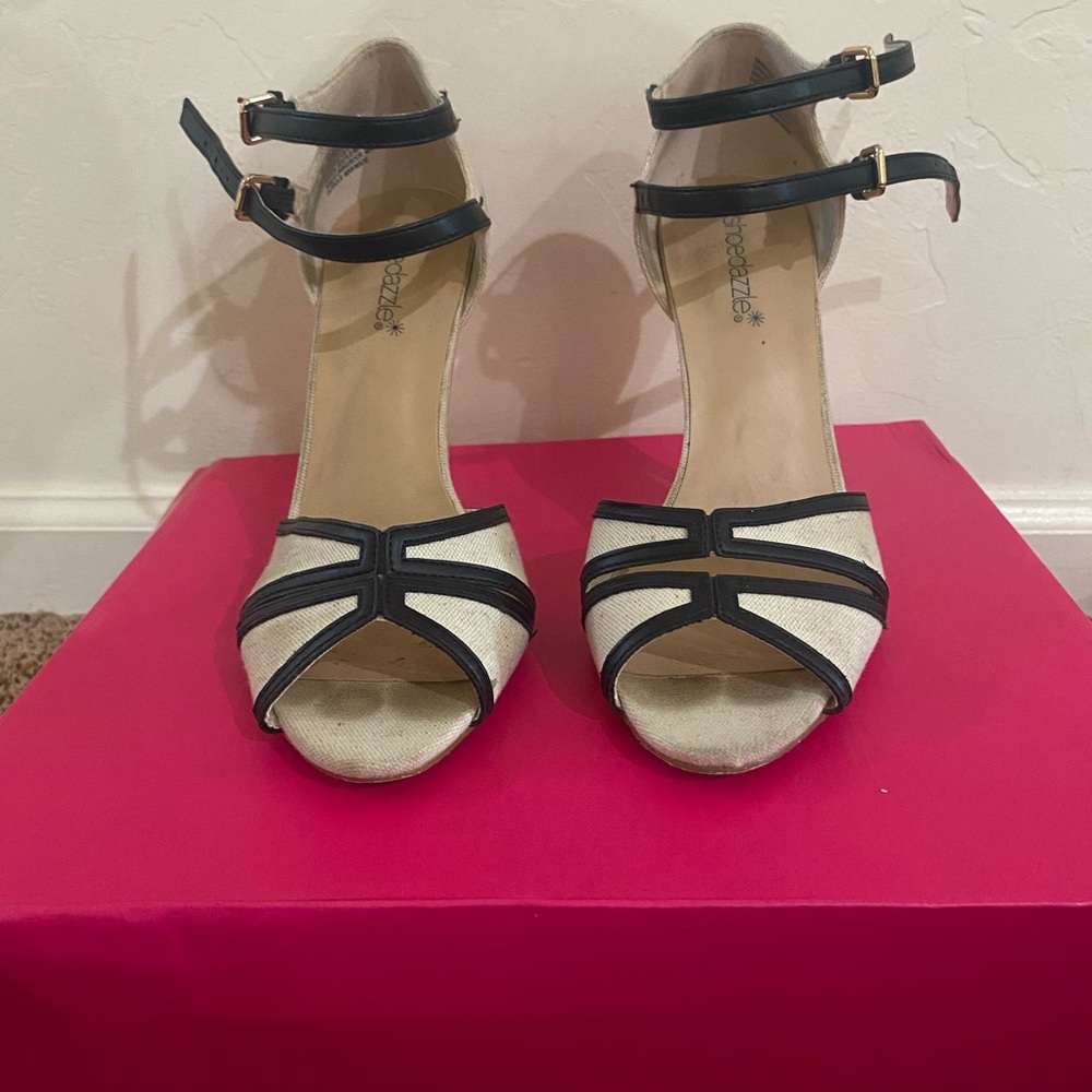 Black Heels with Open Toe and Ankle Strap